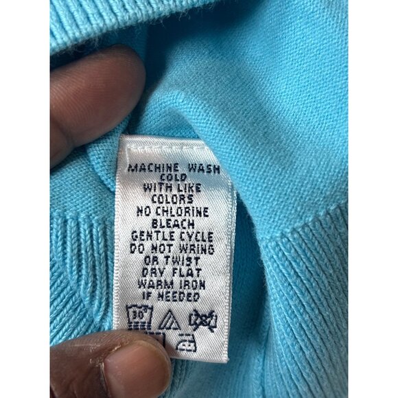 Lilly Pulitzer Womens V-Neck Sweater M Blue Cotton Blend - Picture 13 of 13